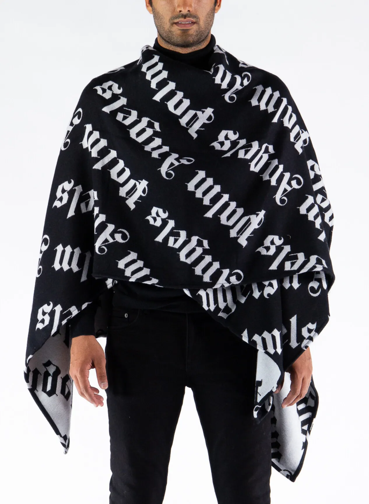     -PALM ANGELS    -MANTELLA LOGO KNITTED CAPE-