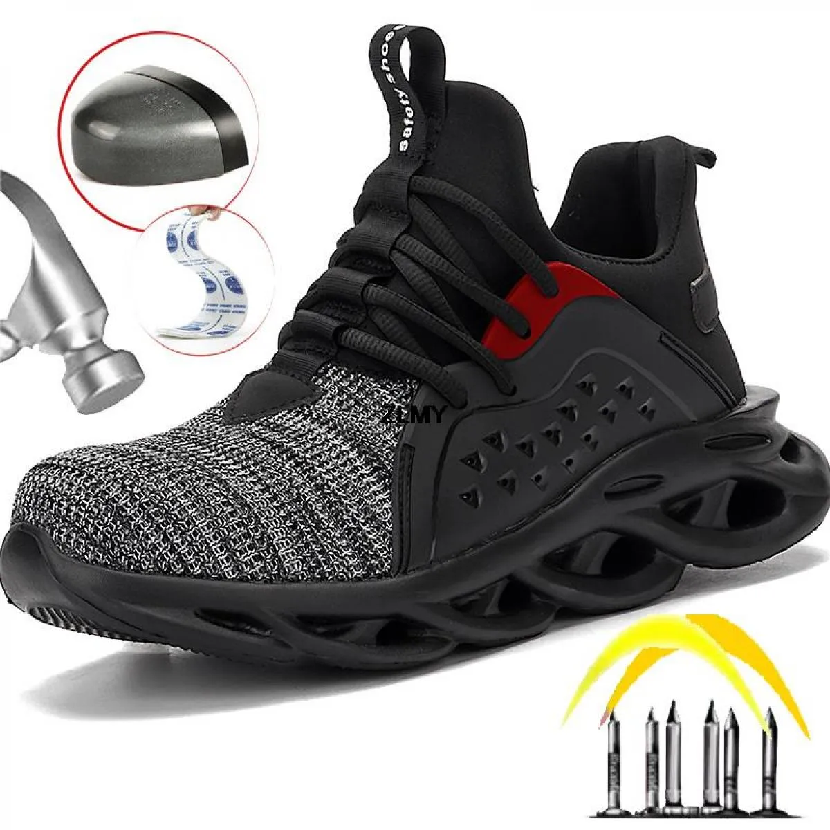 Scarpe antinfortunistiche leggere Scarpe da lavoro traspiranti con punta in acciaio da uomo Stivali antinfortunistici antinfortu