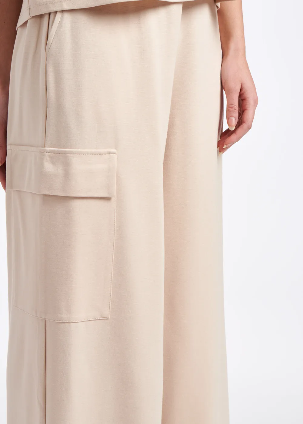 Wide Milano Jersey Pants in Ecru